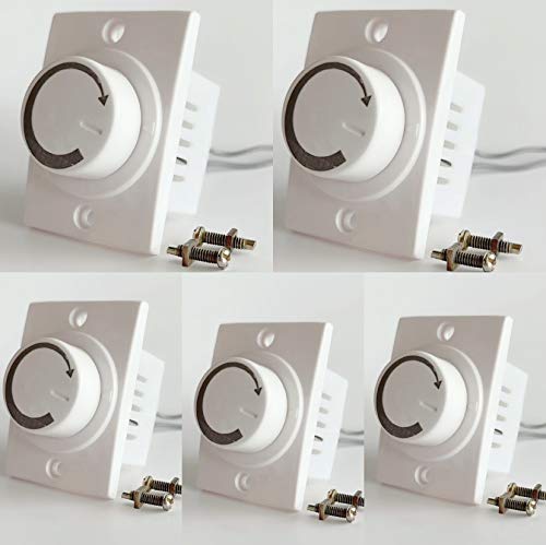 HI PLASST PINS N PLUGS (Pack of 5) Non-Modular Socket Dimmer 2M Socket Type Electronic Fan Regulator // Old Dimmer Type Ceiling Regulators for Fan for Home & Offices (L*B = 5 * 4.7cm) TRIAC, White