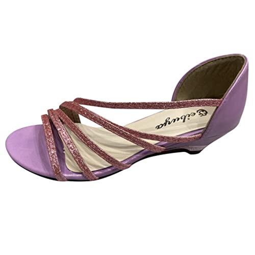 Sandalias de mujer con tacón elegantes sandalias para mujer con tacón de cuña beige zapatos de boda con punta abierta sandalias abiertas con tacón bajo de bloque sandalias con tiras ligeras, morado