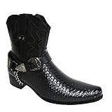 Men's Western-Inspired Faux Leather Crocodile Print Cowboy Biker Ankle Boots Pointed Toes