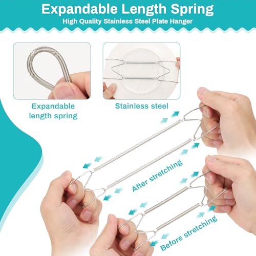 Image of 14 pcs Plate Hangers for The Wall, 4 /6 /8 /10 /12 Inch Invisible Decorative Wall Plate Hangers, Stainless Steel Plates Walls Hanger for Display Various Sizes with Hooks for Decorative
