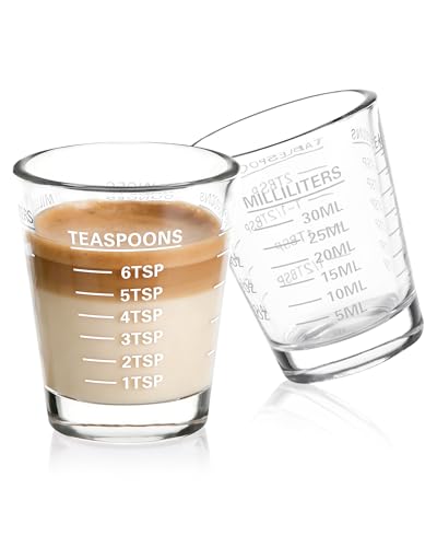 Image of SAIAOKJ Shot Glass Measuring Cup Set, 2 Pack Espresso Shot Glasses (White)