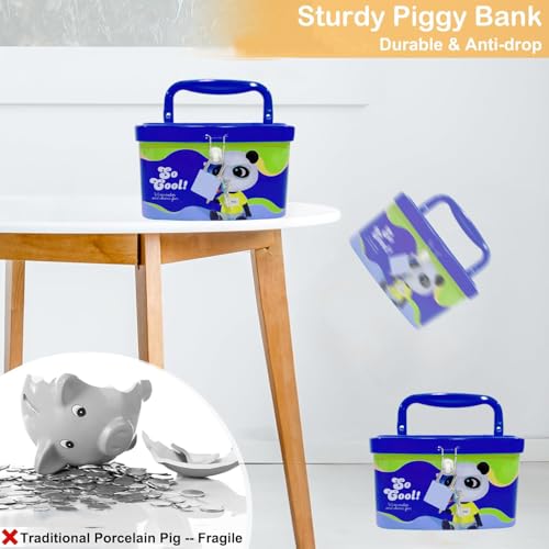 Image of FunBlast Money Saving Tin Coin Bank with Handle, Lock and Key, Piggy Bank for Kids, Gullak for Kid, Birthday Return for Boys & Girls, Money Bank, Coin Box for Kid (C-Multicolor)