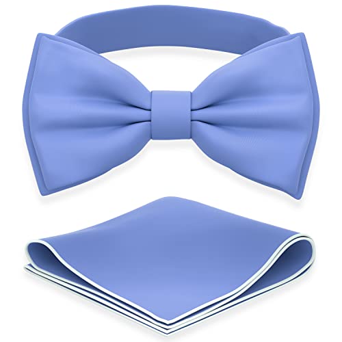 Image of Men's Bow Ties with Handkerchief Pre-Tied Style Formal Satin Classic Bowtie for Tuxedo Faux Silk