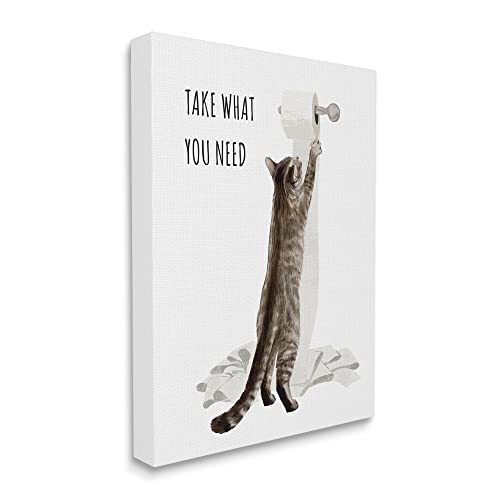 Image of Stupell Industries Funny Cat Bathroom Comic, 36 x 48 Inch Canvas Wall Art