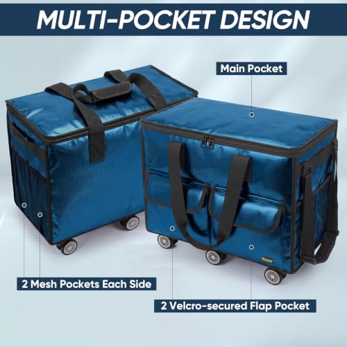 Image of BALEINE Reusable Grocery Bag on Wheels, Foldable Rolling Tote Bag