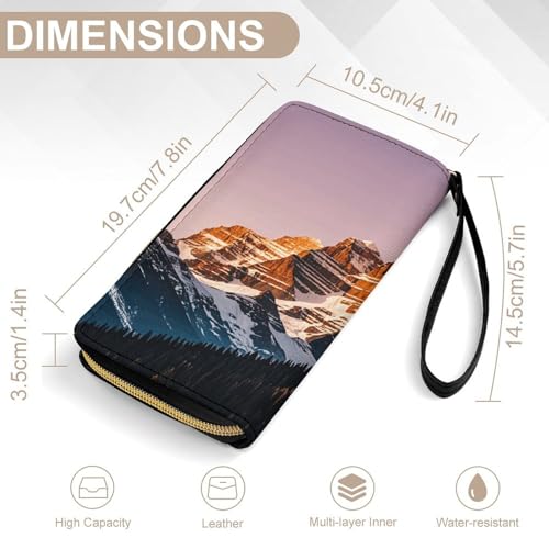 Women Wallets Rocky Mountains Leather Wallet for Women Thin Wallet with Zipper Pocket Card Holder2