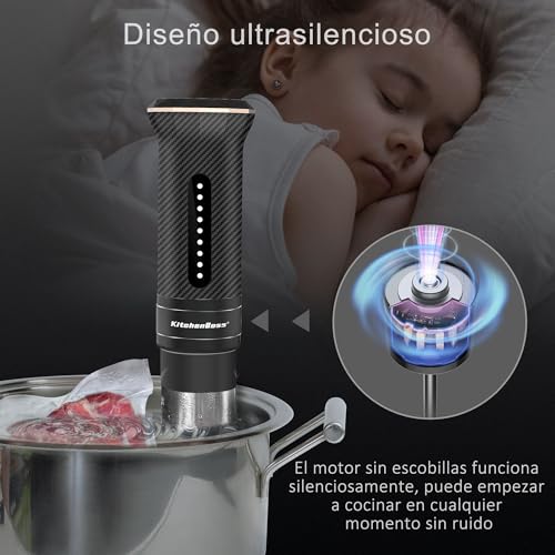Miniatura 5 de Kitchenboss Sous Vide Roner, 1100w Roner Cocina Baja Temperatura: G300t Ipx7 Impermeable, Circulador De Inmersión Termal, Ajuste De Temperatura, Máquina De Cocción Al Vacío Con 20 Recetas Integradas