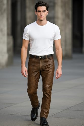 Men's Leather Motorcycle Pant Real Native American Hand Made Cowboy Style Cowhide Leather Pant2