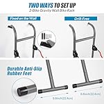 Suchtale 2 Bike Rack, Bicycle Rack, Bike Storage Rack for Garage, Gravity Bike Stand, Indoor Bike Organizer, Floor Vertical Bicycle Holder, Adjustable Wall Mount Cycle Hanger for Road Mountain Bikes - Image 3