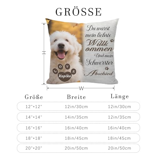 Umitive Personalisiertes Hundekissen - Individuelles Foto & Name Kissenbezug zur Erinnerung an verstorbene Haustiere - Trostspender für Trauernde (Style D)