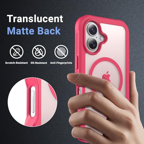 jaroco Magnetic for iPhone 16 Case, [Compatible with MagSafe][Military Grade Drop Protection][Heavy Duty Protection][Non-Slip][Shockproof] 2-Layer Durable Bumper Phone Case 6.1''-Rose by jaroco - Image 4
