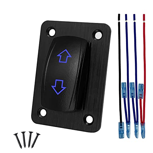Image of 12V DC Motor Polarity Reversing Switch DPDT Momentary Rocker Switch Panel with Pigtail Wire Up Down Switch for Car Boat RV 12V /20A 24V /10A Waterproof IP68