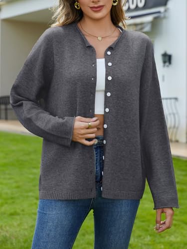 Image of UNCLECAT Womens Button Up Cardigan Sweaters | Fall Winter Everyday, Long Sleeve, Office Lightweight Knit, Open Front, Crew Neck, Soft Cozy, Loose Fit, 2026 Trendy