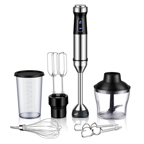 Gdor JHB158 6-In-1 Immersion Blender, 1000W Stainless Steel Scratch Resistant Immersion Blender Handheld With 20 Speeds, Hand Blender With Whisk cover