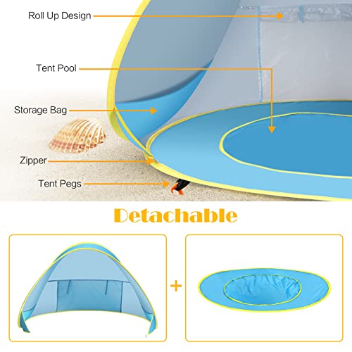 Tienda de campaña de playa para bebé, tienda con piscina para bebé, protección UV, refugio solar desplegable para playa