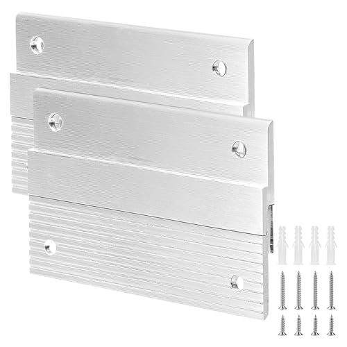 QWORK Colgador de cuadros francés de 4 pulgadas, 2 pares de clips en Z de aluminio invisibles, soportes de montaje en pared, con capacidad de peso de 50 libras