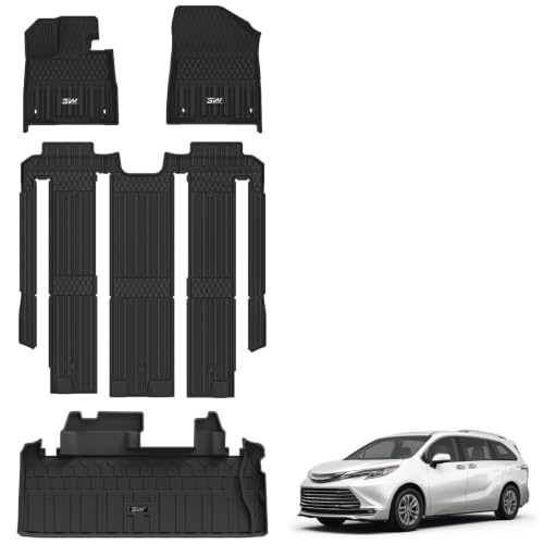 Image of 3W Floor Mats & Cargo Liner Fit 2021-2026 Toyota Sienna 7-Seat XLE /XSE