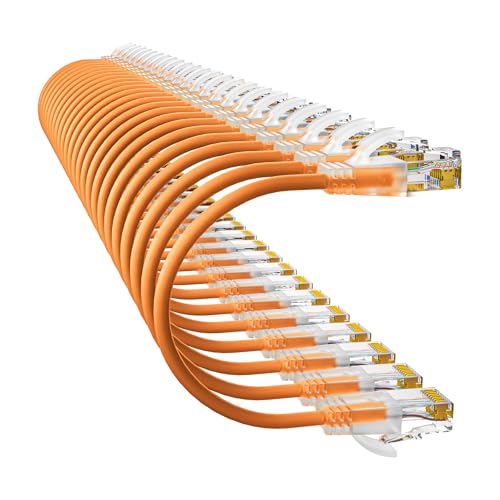 Image of Cat6a Patch Cables 2ft (24 Pack) Slim, Cat6 Ethernet Patch Cable Pure Copper, Flexible Cat 6 Patch Cable 550MHZ 10G, Space-Saving Cat 6A Network Cables for Patch Panel, Orange