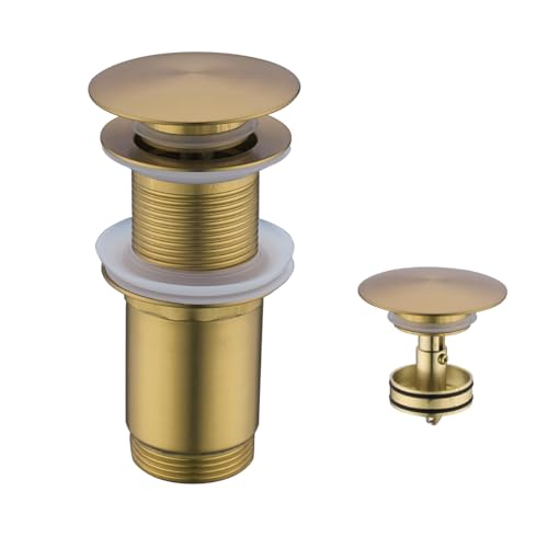 SEABEFORE All Metal Bathroom Sink Drain Pop-up Drain with Detachable Basket Stopper Anti-Clogging Drain Strainer Hair Catcher for Vanity Vessel Sink Without Overflow Champagne Bronze SE83997PB-CB