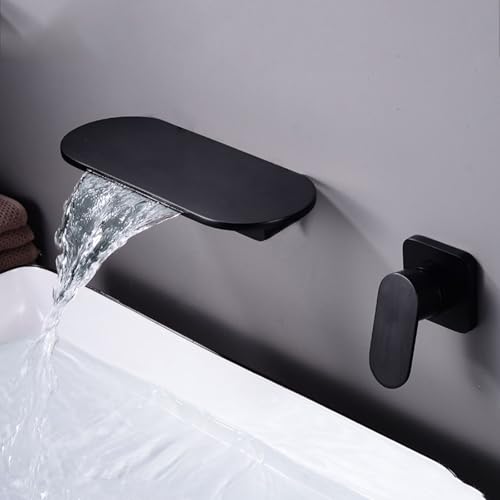 Robinet cascade de salle de bain mural blanc pour vasque moderne mitigeur chaud froid G1/2