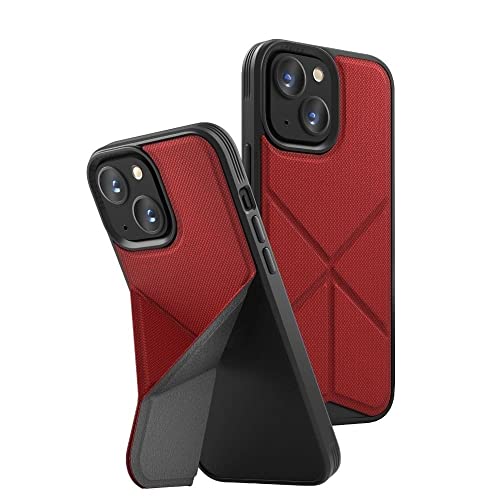 Uniq TRANSFORMA - Coque de Protection Anti-Choc avec Support Réglable (iPhone 13, Rouge)