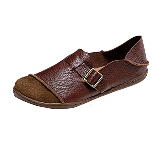 Mordenmiss Women's New Flat Round Toe Shoes Style4 Brown US 6