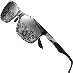 DUCO Square Polarized Sunglasses for Men Light Weight Carbon Fiber UV400 Protection Sun Glasses 8206