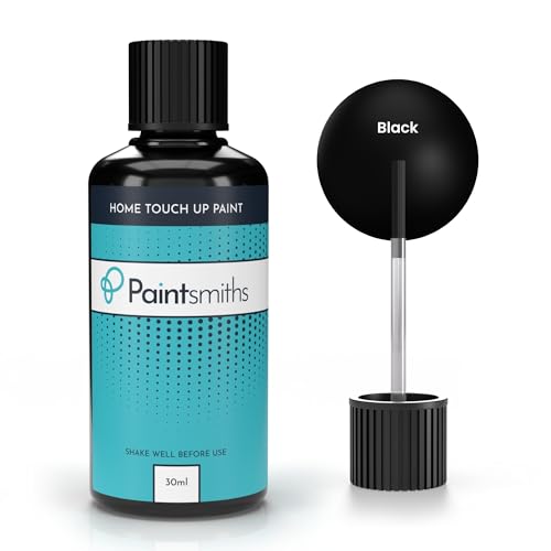 Paintsmiths Home Touch Up Paint - Multi Surface Paint for Metals, Radiators, Wood & uPVC - Gloss Finish - Brush for Easy Application - Quick Drying - High Opacity for Scuffs & Scratches (Black)