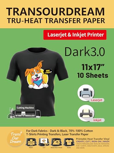 TransOurDream Iron on Heat Transfer Paper for Dark T Shirts...