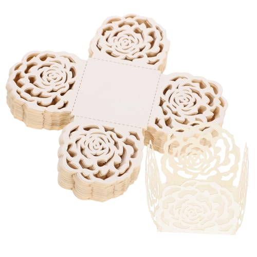ULTECHNOVO Envoltorios para Trufas de Chocolate Diseño Hueco de Flores, 50 Piezas Color Marfil, Papel Ligero para Taza de Dulces y Decoración en Bodas y Fiestas