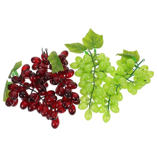 TEHAUX 4個 フェイクグレープバンチ 吊り下げ式 人工果実装飾 リアル質感 長持ち鮮やか パーティー ウェディング 写真撮影用 グリーン パー