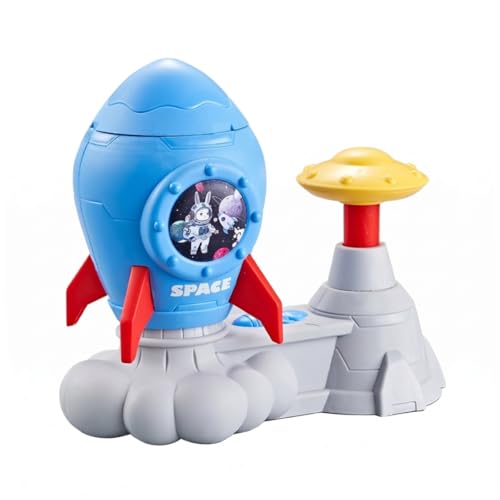Juguete lanzador de disco volador stomp infantil con redes azul