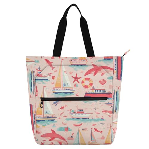 Bolsa de mano de ballena con bolsillos, fácil de limpiar para la escuela