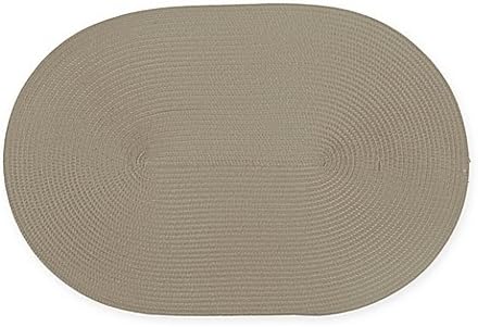 Ziczac Oval Placemat in Taupe (Set of 4)