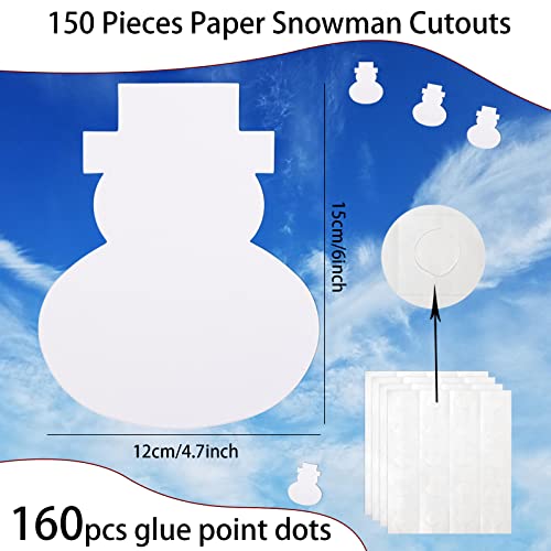 MixTeach 150 peças recortes de boneco de neve de natal em forma de boneco de neve de papel branco re