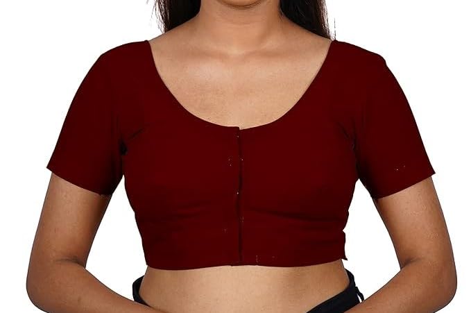 Paresh Round Neck Women Blouse Maroon-picture-55