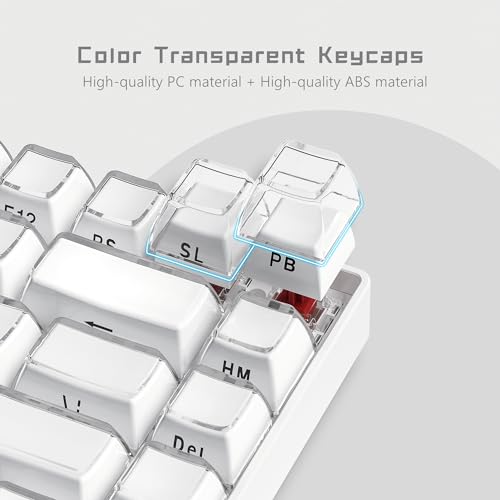 Image of Womier Keycaps - Lusterfly Jelly Keycaps White 60 65 75 100 Percent | Side Printed Elegant Crystal Keycaps, Custom 113 Keys OEM Profile for 61 /68 /84 /87 /98 /100 Cherry Gateron MX Mechanical, White