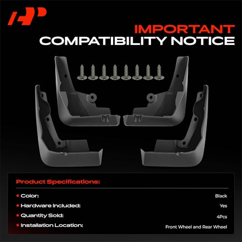Image of A-Premium Set of 4PCS Mud Flaps Splash Guards Mudflaps Mudguards with Hardware Kits Compatible with Audi A8 Quattro Sedan 2017-2023, Front & Rear (Driver and Passenger Side) | Compatible with Audi A8 Quattro Sedan 2017-2023, Set of 4 Front and Rear