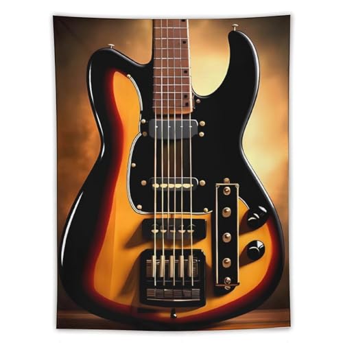 Tapisserie guitare abstraite en polyester grande tenture murale avec crochets
