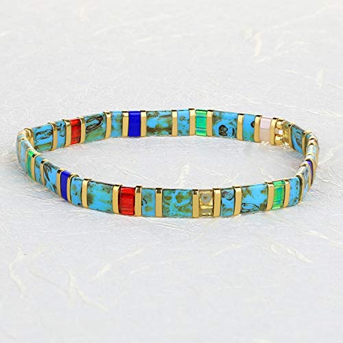 Kanyee Tila Colorful Beaded Bracelets Handmade Stretch Bracelets Transparent Crystal Tile Elastic Bracelets Christmas Gifts For Women #TOP2