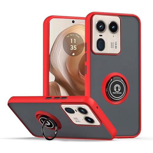 Cover per Motorola Edge 50 Ultra con anello Stand Case PC+TPU antiurto antigraffio telefono Custodia rosso