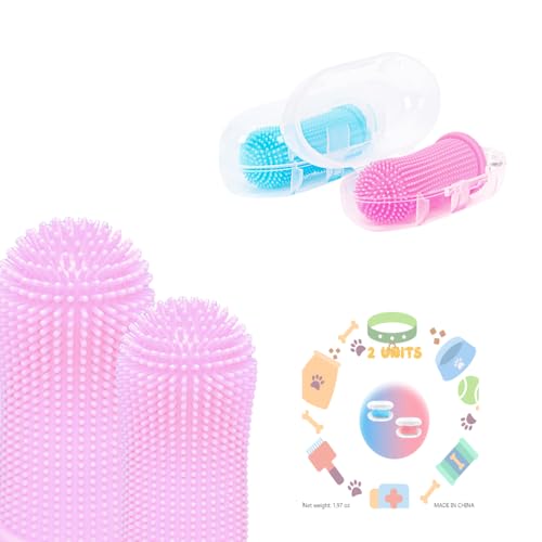 Image of Cylindrical dog toothbrush for Dogs-the Easy to Use Dog Tooth Brushing Kit, With of Toothbrush for Dogs you will get the Hygiene, Takes Care of Teeth and Gums, Ideal for Pets of All Ages-Pink-2 Pack