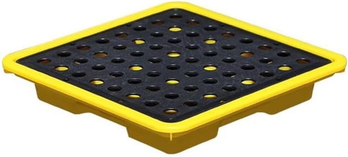 Industrial Plastic Pallets Modular Spill Platforms for Used Oil Drums 33 * 33 * 5.8cm Leak Proof Containment Platform for Laboratory, Yellow-33 * 33 * 5.8cm