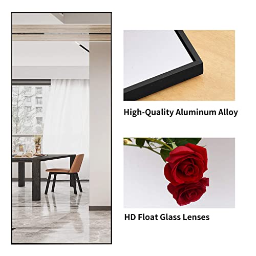Image of BEAUTYPEAK Full Length Mirror 32 inchx71 inch, Rectangle Large Full Body Floor Mirrors, Dressing Wall Mirror with Aluminum Alloy Thin Frame for Living Room, Bedroom, Black
