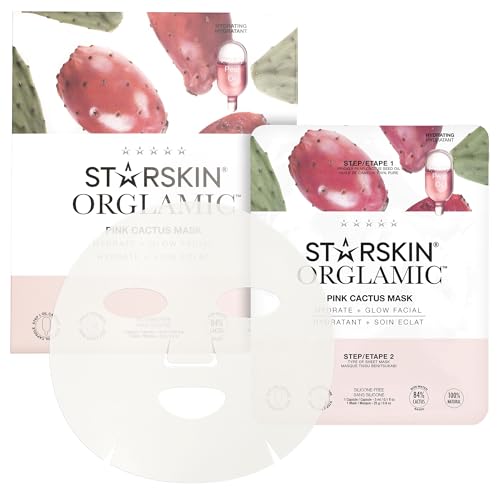STARSKIN Pink Cactus 2-Step Sheet Mask 1x25g, Hydrating & Firming Face Mask for all Skin Types, Revitalizing and Nourishing with Tumeric and Camellia Oil, K Beauty Skincare