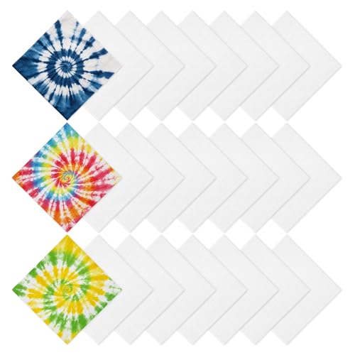 URATOT White Cotton Bandana Blank for Tie Dye Solid Handkerchief Unisex Men Women Head Wrap DIY Scarf 22 x 22 Inch