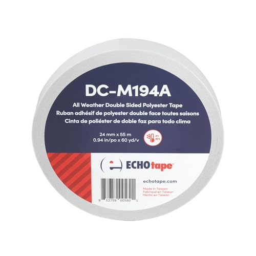 Image of ECHOtape DC-M194A | Double-Sided Polyester Clear Thin Tape | All Weather /Cold Weather | Insulation Mounting | Contractor | Superior Holding Power | 0.94 in x 60 yd
