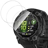 【3枚入り】For Garmin Instinct 3 45mm フィルム 強化ガラス 高透過率 高タッチ感 Greerass 保護フィルム 旭硝子素材 飛散防止 衝撃吸収 撥水撥油 指紋防止 自動吸着 気泡レス 貼り付け簡単