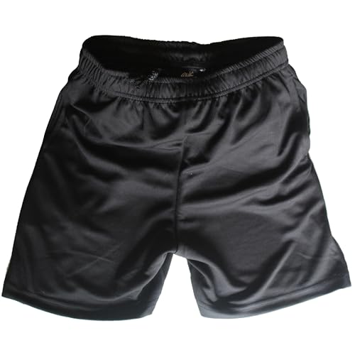 Image of RISH - Sports Black Shorts for Kids Boys and Girls with Side Pockets | Relaxed Fit Dry Fit Fabric Short Pants