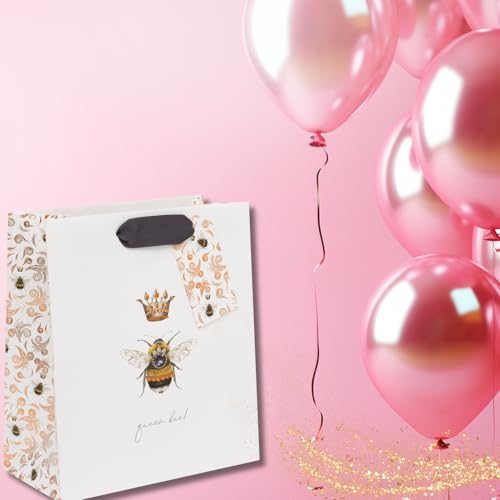 Glick Mittelgroße Geschenktüte Bienenkönigin 225 x 200 x 100 mm Luxus Recycelbare Tasche für Geburtstage & Feiern